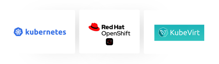 Kubernetes, Openshift and Kubevirt logos 