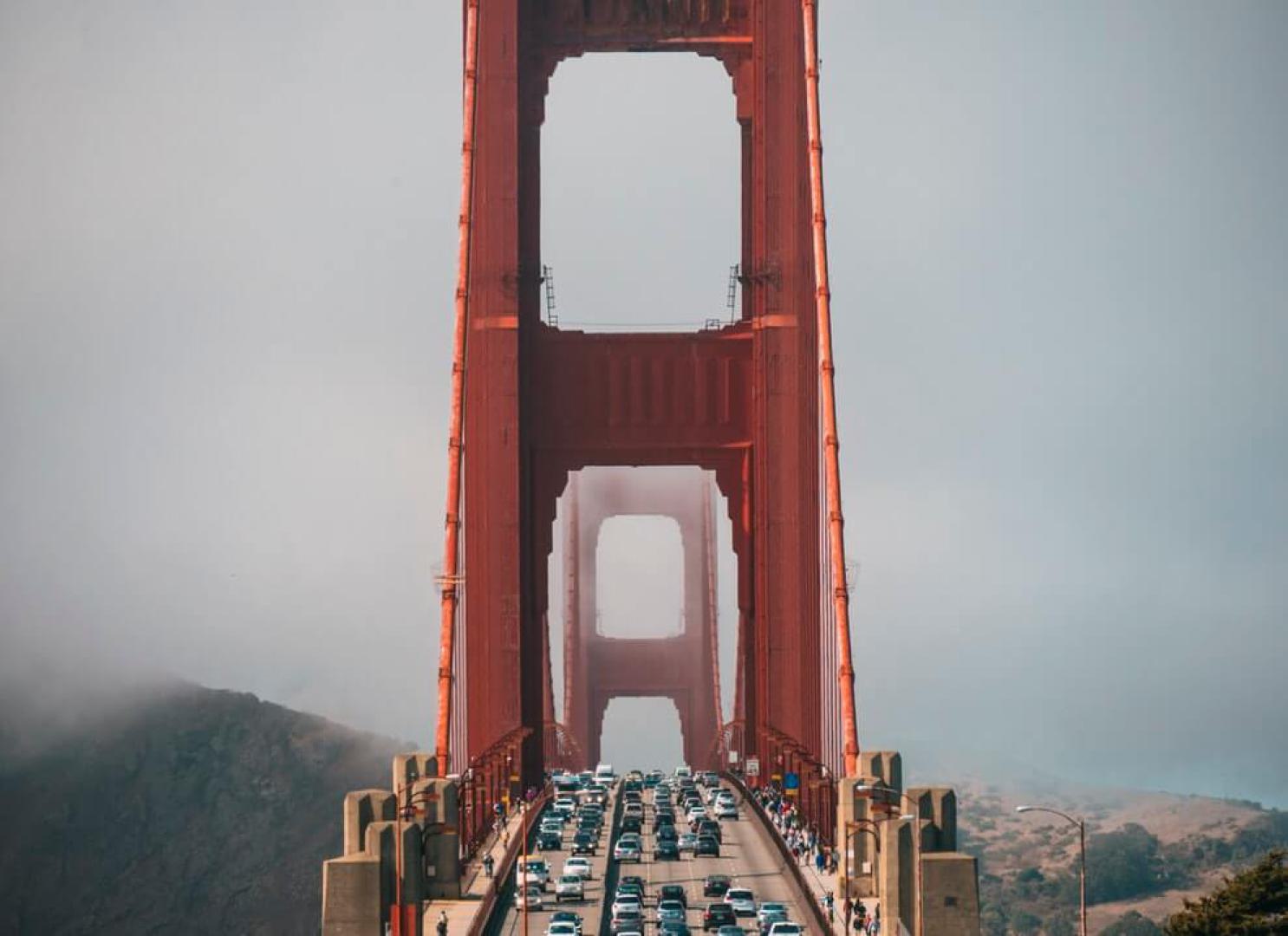 San Francisco Golden Gate view full of cars