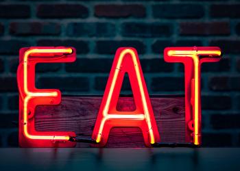 eat sign in red