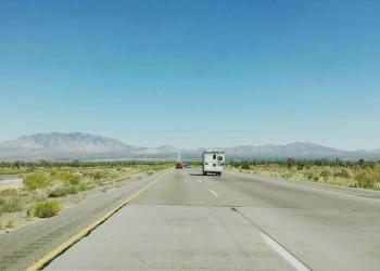 U.S highway view on a bright blue day