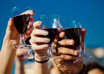 friends drinking wine outdoors