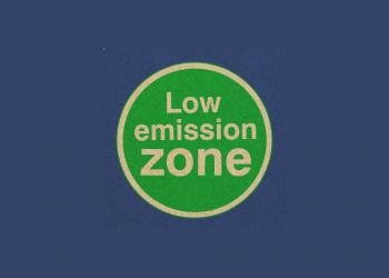 low emission zone sign on a blue background