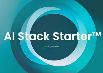 A gradient transitioning from a dark teal to a lighter, almost sky blue, with softly blurred lines of light flowing in a circular motion around the center, mimicking the edge of your circular logo. This creates a sense of dynamic movement and data