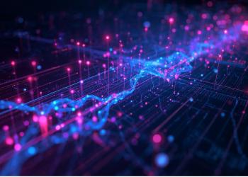AI data flow or neural network overlay. sleek, cybersec style and high flash