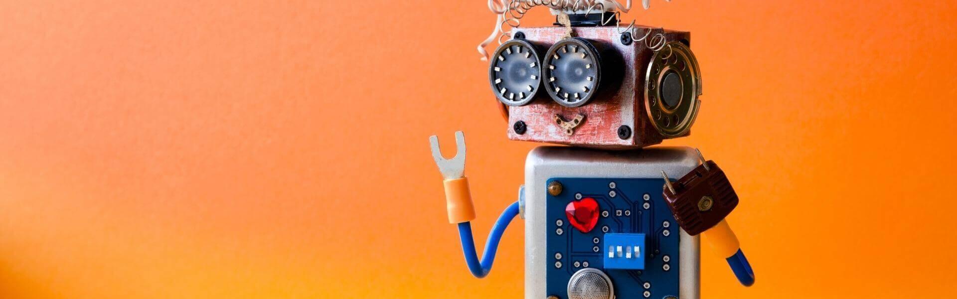 bot in a orange color background