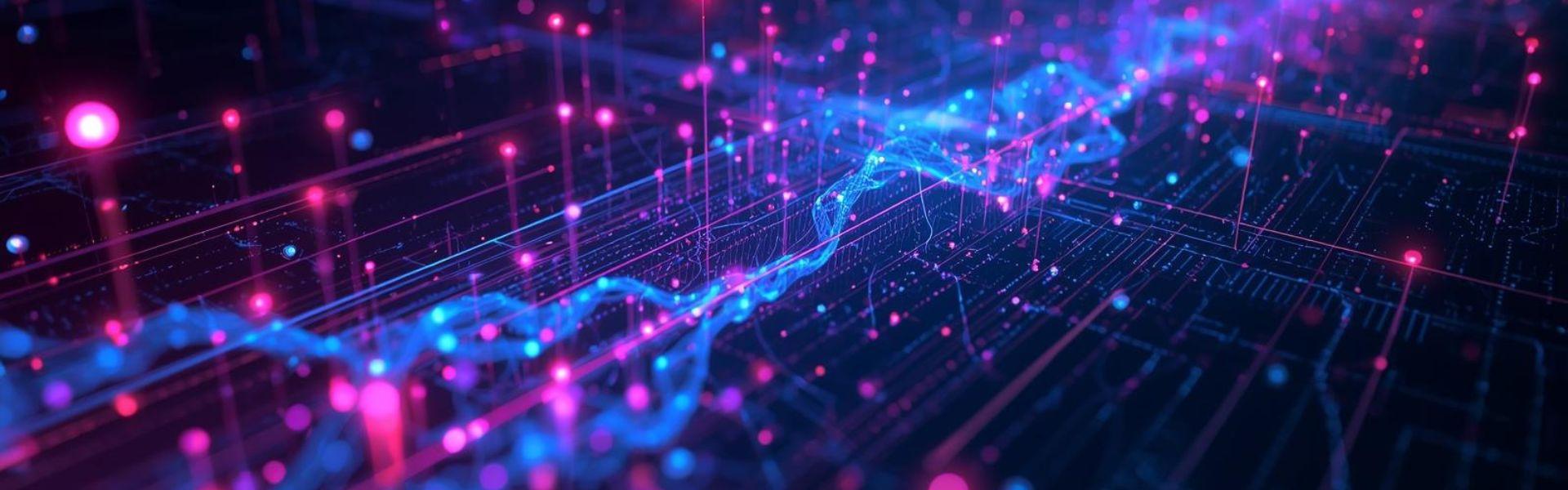 AI data flow or neural network overlay