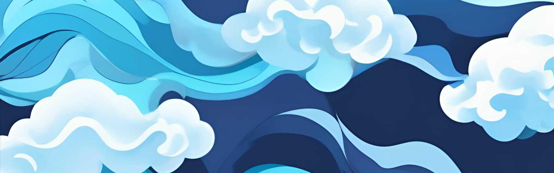 a gradient of blue hues, transitioning from a darker navy blue to a lighter turquoise. The colors are arranged in swirling, abstract patterns that resemble flowing water or clouds. The overall effect is calming and serene