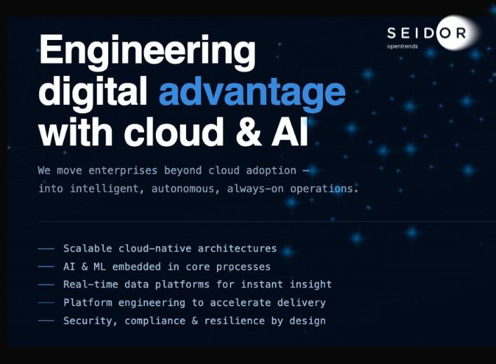 Engineering digital advantage with cloud and AI poster by SEIDOR